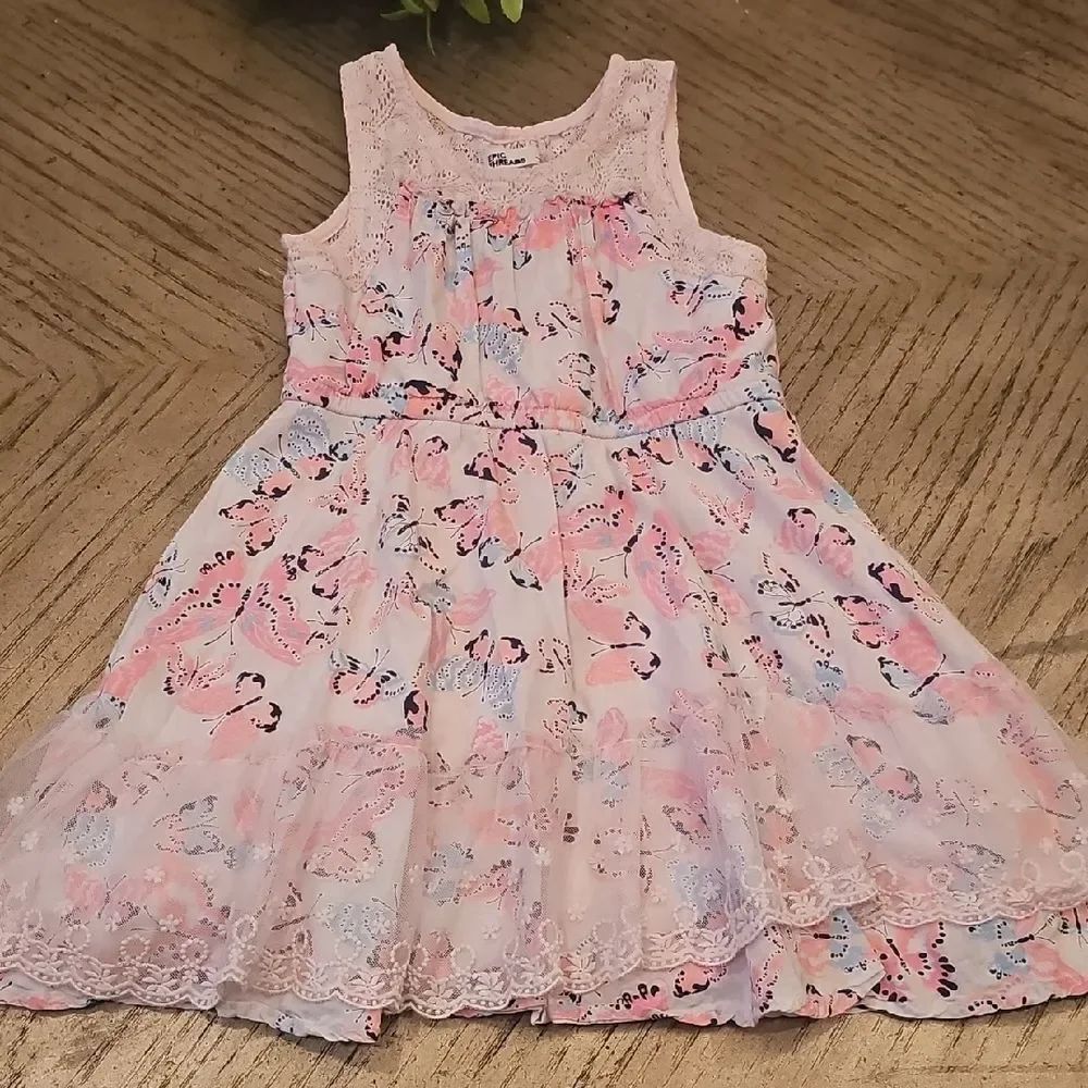 Epic Threads Pink and Blue Butterfly Dress Size 6